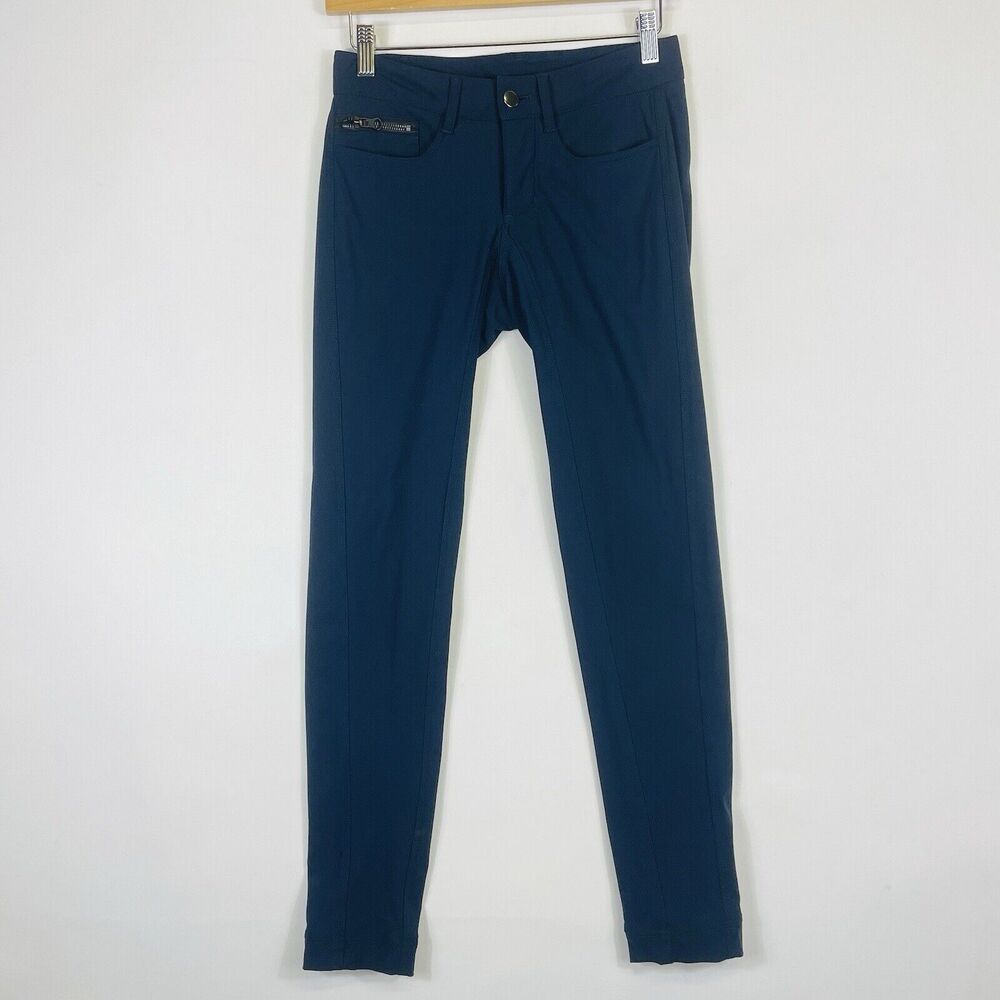 Lululemon Skinny Pants‎ Womens 4 Navy Blue Stretch Zip Pocket Active Fitted